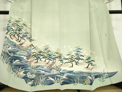 平和屋着物●本加賀友禅作家 村田幸司 色留袖 水辺風景松文 正絹 逸品 DAAY9655az