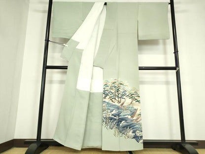 平和屋着物●本加賀友禅作家 村田幸司 色留袖 水辺風景松文 正絹 逸品 DAAY9655az
