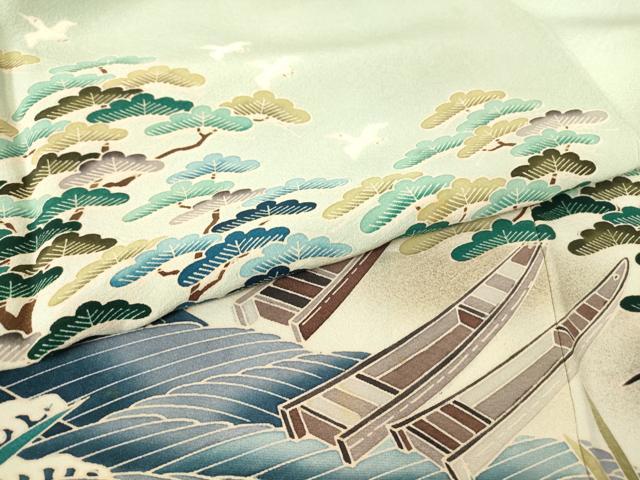 平和屋着物●本加賀友禅作家 村田幸司 色留袖 水辺風景松文 正絹 逸品 DAAY9655az