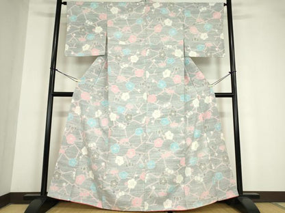 平和屋着物●上質な紬 枝梅文 正絹 逸品 DAAY9658az
