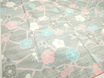 平和屋着物●上質な紬 枝梅文 正絹 逸品 DAAY9658az
