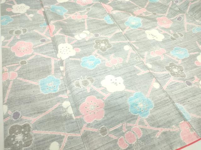 平和屋着物●上質な紬 枝梅文 正絹 逸品 DAAY9658az