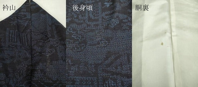 平和屋着物●結城紬　雲取り風景文　80亀甲　正絹　逸品　DAAY9659az