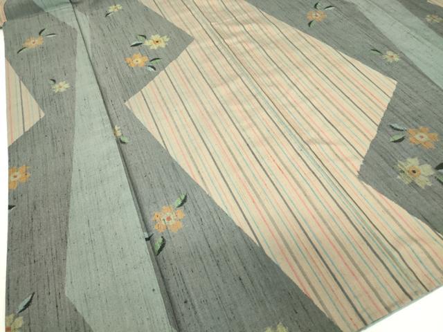 平和屋着物●上質な紬　舞花文　正絹　逸品　DAAY9661az