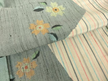 平和屋着物●上質な紬　舞花文　正絹　逸品　DAAY9661az