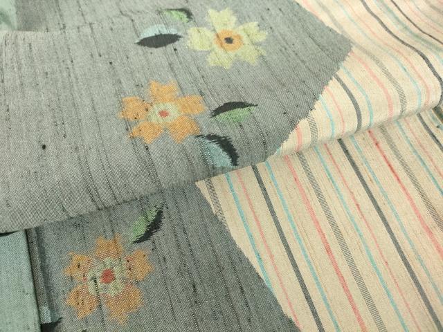 平和屋着物●上質な紬　舞花文　正絹　逸品　DAAY9661az