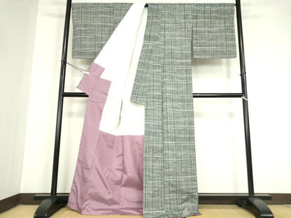 平和屋着物●上質な紬 格子 正絹 逸品 DAAY9666az