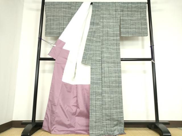 平和屋着物●上質な紬 格子 正絹 逸品 DAAY9666az