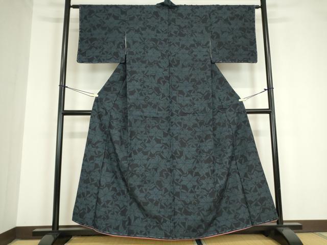 平和屋着物●結城紬　麻の葉文　正絹　逸品　未使用　DAAY9667az