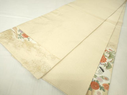 平和屋着物▼綴れ　太鼓柄袋帯　吉祥飛鶴花松文　金銀糸　正絹　逸品　DAAY9687az