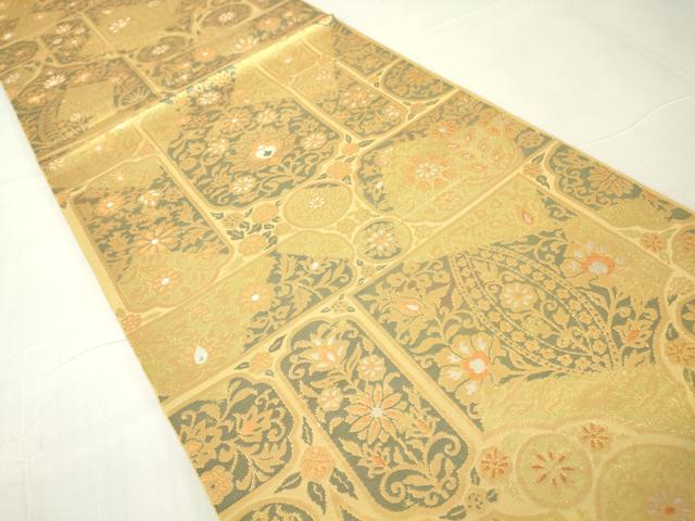 平和屋着物▼六通柄　本袋帯　天井更紗花文　彩飾二重箔　正絹　逸品　DAAY9691az