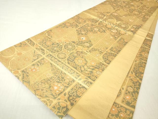 平和屋着物▼六通柄　本袋帯　天井更紗花文　彩飾二重箔　正絹　逸品　DAAY9691az