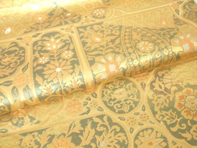 平和屋着物▼六通柄　本袋帯　天井更紗花文　彩飾二重箔　正絹　逸品　DAAY9691az