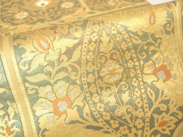 平和屋着物▼六通柄　本袋帯　天井更紗花文　彩飾二重箔　正絹　逸品　DAAY9691az