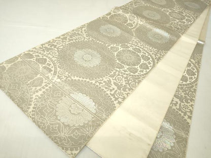 平和屋着物▼六通柄袋帯　正倉院花文　プラチナオロール二重箔　正絹　逸品　DAAY9740az