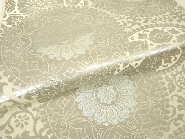 平和屋着物▼六通柄袋帯　正倉院花文　プラチナオロール二重箔　正絹　逸品　DAAY9740az