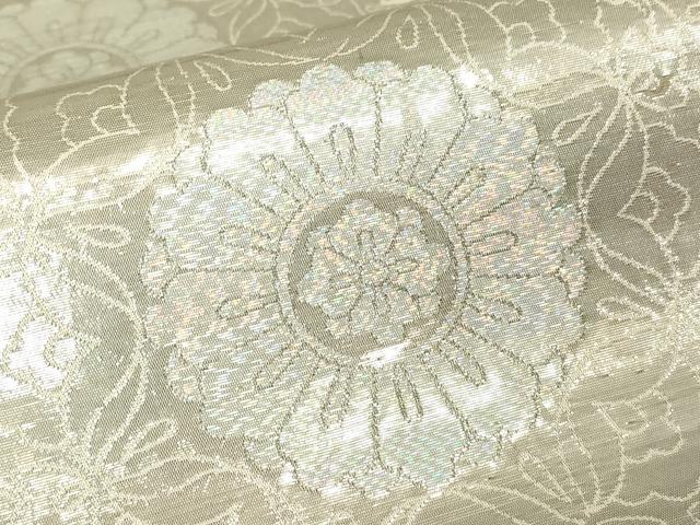 平和屋着物▼六通柄袋帯　正倉院花文　プラチナオロール二重箔　正絹　逸品　DAAY9740az