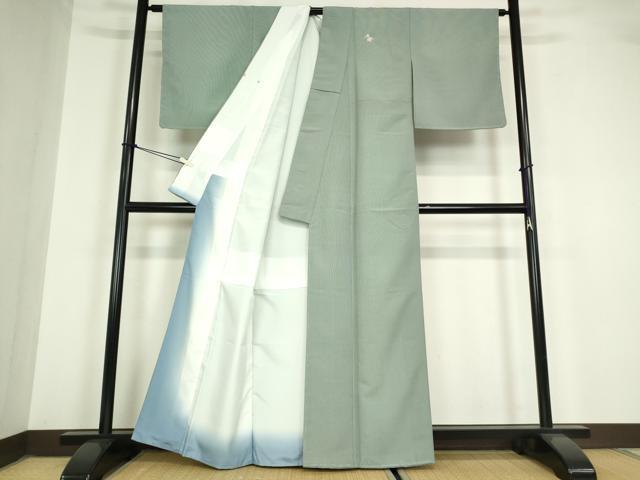平和屋着物●江戸小紋　竹万筋　千草鼠色×千草色　洗える着物　未使用　DAAY9755az 平和屋着物○江戸小紋 竹万筋 千草鼠色×千草色 洗える着物 未使用