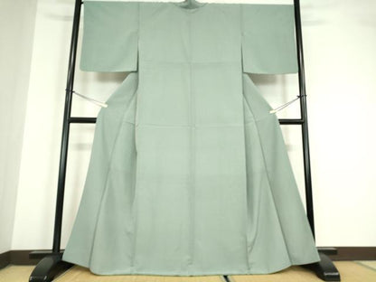 平和屋着物●江戸小紋　竹万筋　千草鼠色×千草色　洗える着物　DAAY9756az
