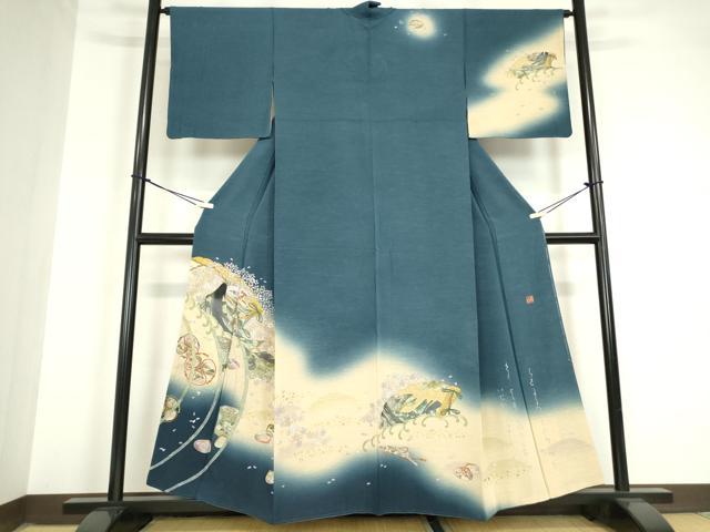 平和屋着物●訪問着　作家物　源氏物語　暈し染め　金彩　正絹　逸品　DAAY9782az 平和屋着物○訪問着 作家物 源氏物語 暈し染め 金彩 正絹 逸品