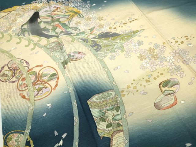 平和屋着物●訪問着　作家物　源氏物語　暈し染め　金彩　正絹　逸品　DAAY9782az 平和屋着物○訪問着 作家物 源氏物語 暈し染め 金彩 正絹 逸品
