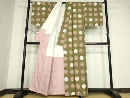 平和屋着物●上質な紬　絞り　花丸文　正絹　逸品DAAY9783az