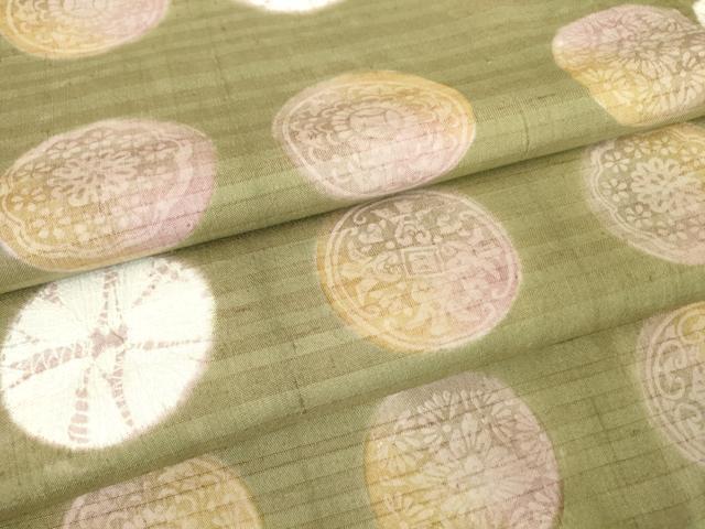 平和屋着物●上質な紬　絞り　花丸文　正絹　逸品DAAY9783az