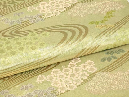 平和屋着物▼六通柄袋帯　ぎゃまん織　流水花文　金糸　正絹　逸品　DAAY9845az