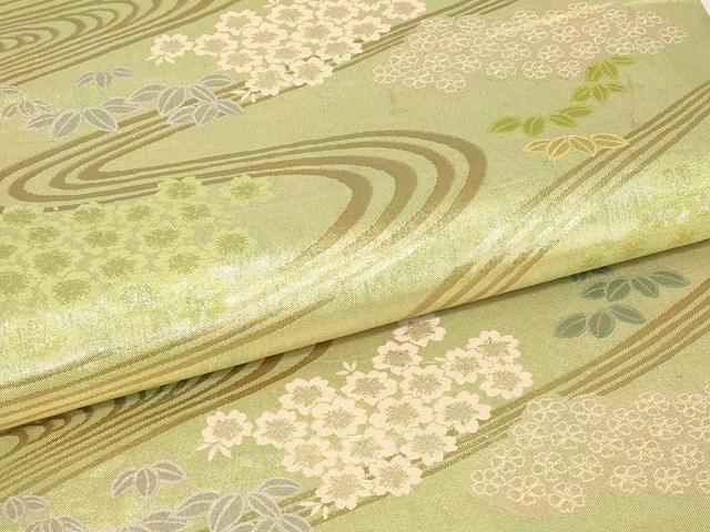 平和屋着物▼六通柄袋帯　ぎゃまん織　流水花文　金糸　正絹　逸品　DAAY9845az