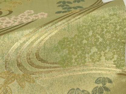 平和屋着物▼六通柄袋帯　ぎゃまん織　流水花文　金糸　正絹　逸品　DAAY9845az