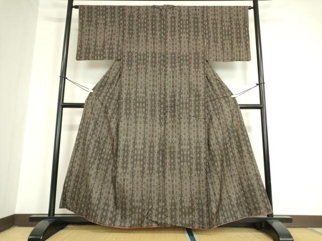 平和屋着物●本場大島紬　7マルキ　麻の葉間道　正絹　逸品　DAAY9944az
