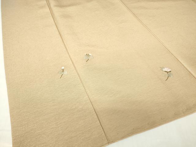 平和屋着物●染色作家　奥田祐斎　色留袖　総刺繍　草花文　白茶色　金糸　正絹　逸品　DAAY9953az