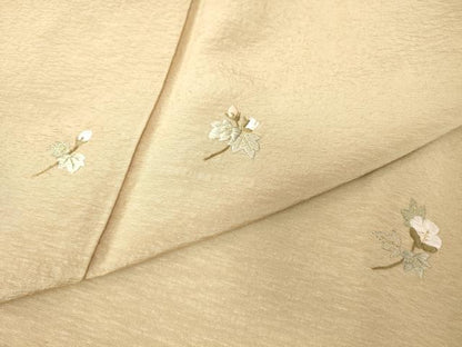 平和屋着物●染色作家　奥田祐斎　色留袖　総刺繍　草花文　白茶色　金糸　正絹　逸品　DAAY9953az