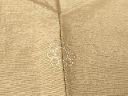 平和屋着物●染色作家　奥田祐斎　色留袖　総刺繍　草花文　白茶色　金糸　正絹　逸品　DAAY9953az