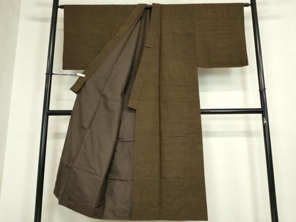 平和屋着物●男性 紬 アンサンブル 赤墨色 正絹 逸品 DAAY9962az