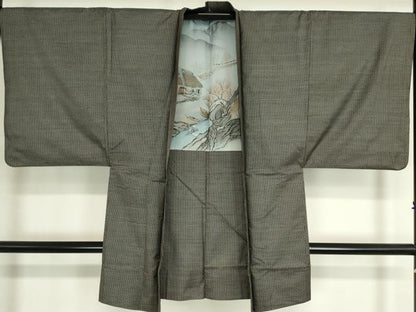 平和屋着物●男性 本場大島紬 アンサンブル 長羽織 亀甲柄 正絹 逸品 DAAY9964az