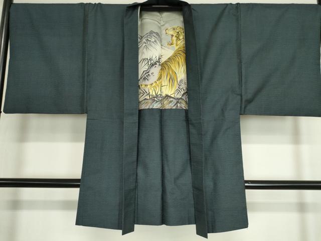 平和屋着物○男性 本場大島紬 アンサンブル 100亀甲 長羽織 総詰め