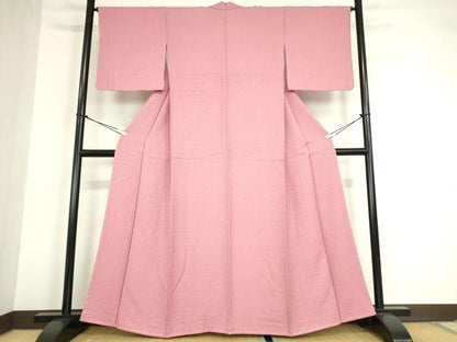 平和屋着物●上質な色無地　小花地紋　薄紅梅色　正絹　逸品　DAAY9990az
