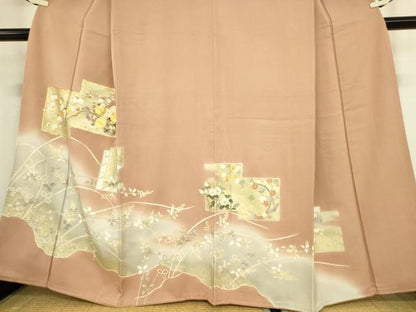 平和屋着物●訪問着　駒刺繍　色紙重ね花文　暈し染め　金彩　正絹　逸品　DAAY9995az