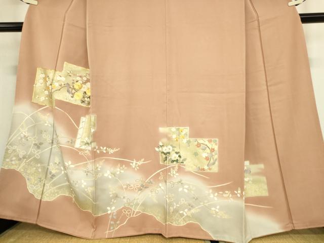 平和屋着物●訪問着　駒刺繍　色紙重ね花文　暈し染め　金彩　正絹　逸品　DAAY9995az