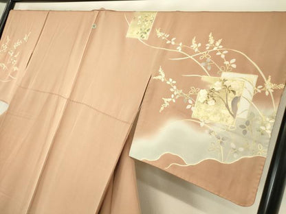 平和屋着物●訪問着　駒刺繍　色紙重ね花文　暈し染め　金彩　正絹　逸品　DAAY9995az