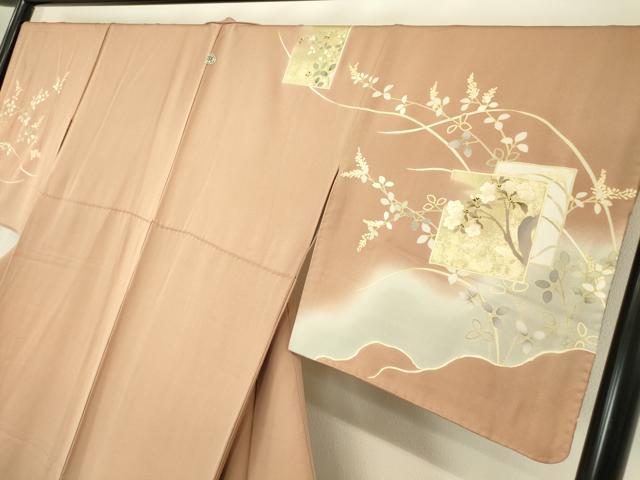 平和屋着物●訪問着　駒刺繍　色紙重ね花文　暈し染め　金彩　正絹　逸品　DAAY9995az