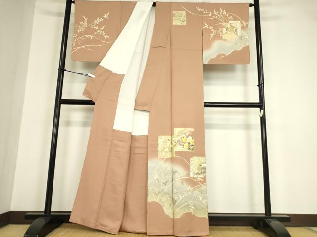 平和屋着物●訪問着　駒刺繍　色紙重ね花文　暈し染め　金彩　正絹　逸品　DAAY9995az