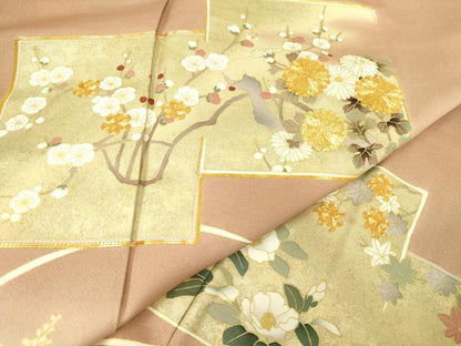 平和屋着物●訪問着　駒刺繍　色紙重ね花文　暈し染め　金彩　正絹　逸品　DAAY9995az