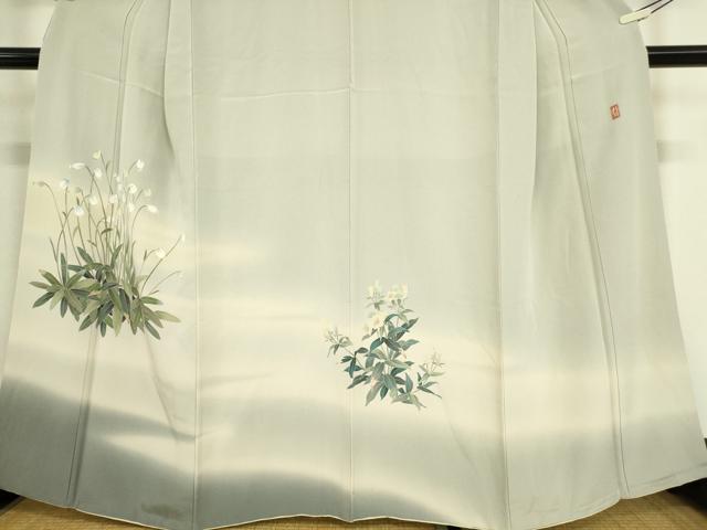 平和屋着物●十日町　加賀草木友禅の第一人者　田村哲彦　訪問着　草花文　暈し染め　正絹　逸品　AABF8759ph 平和屋本店□極上 十日町 加賀草木友禅の第一人者 田村哲彦 訪問着 鶏