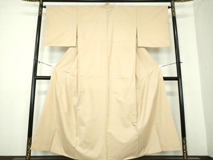 平和屋着物●上質な紬　色無地　肌色　正絹　逸品　DAAZ0005ps