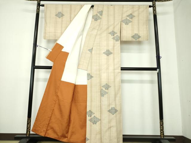 平和屋着物●上質な紬 松菱花間道 正絹 逸品 DAAZ0006ps
