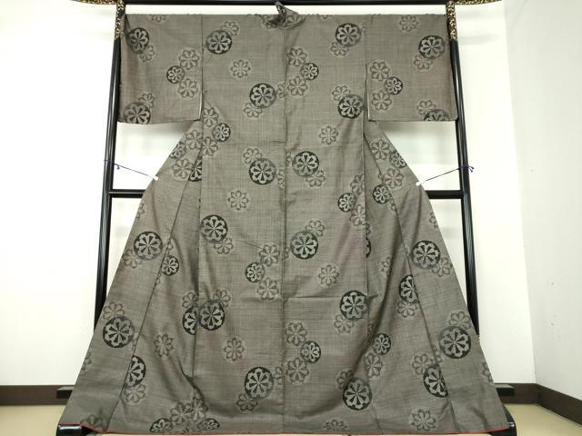 平和屋着物●本場大島紬 9マルキ 源氏車 ロング丈 正絹 逸品 DAAZ0013ps