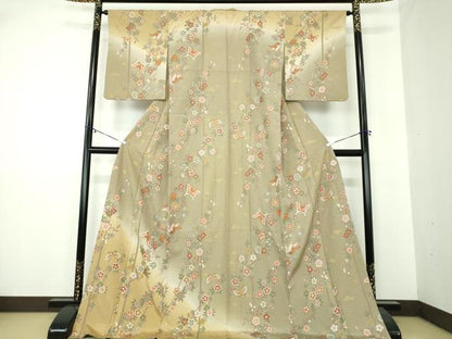 平和屋着物●訪問着 舞蝶花文 暈し染め 金彩 正絹 逸品 DAAZ0024ps