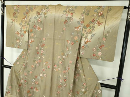 平和屋着物●訪問着 舞蝶花文 暈し染め 金彩 正絹 逸品 DAAZ0024ps